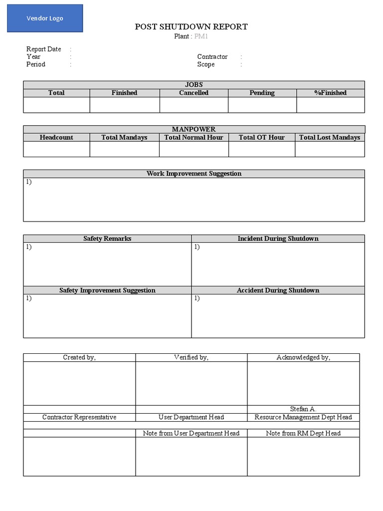 Post Shutdown Report for PM1 | PDF