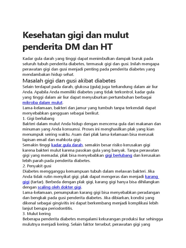 Kesehatan Gigi Dan Mulut Penderita DM Dan HT | PDF