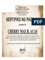 Sertipiko NG Pagdalo Cherry Mae Acas