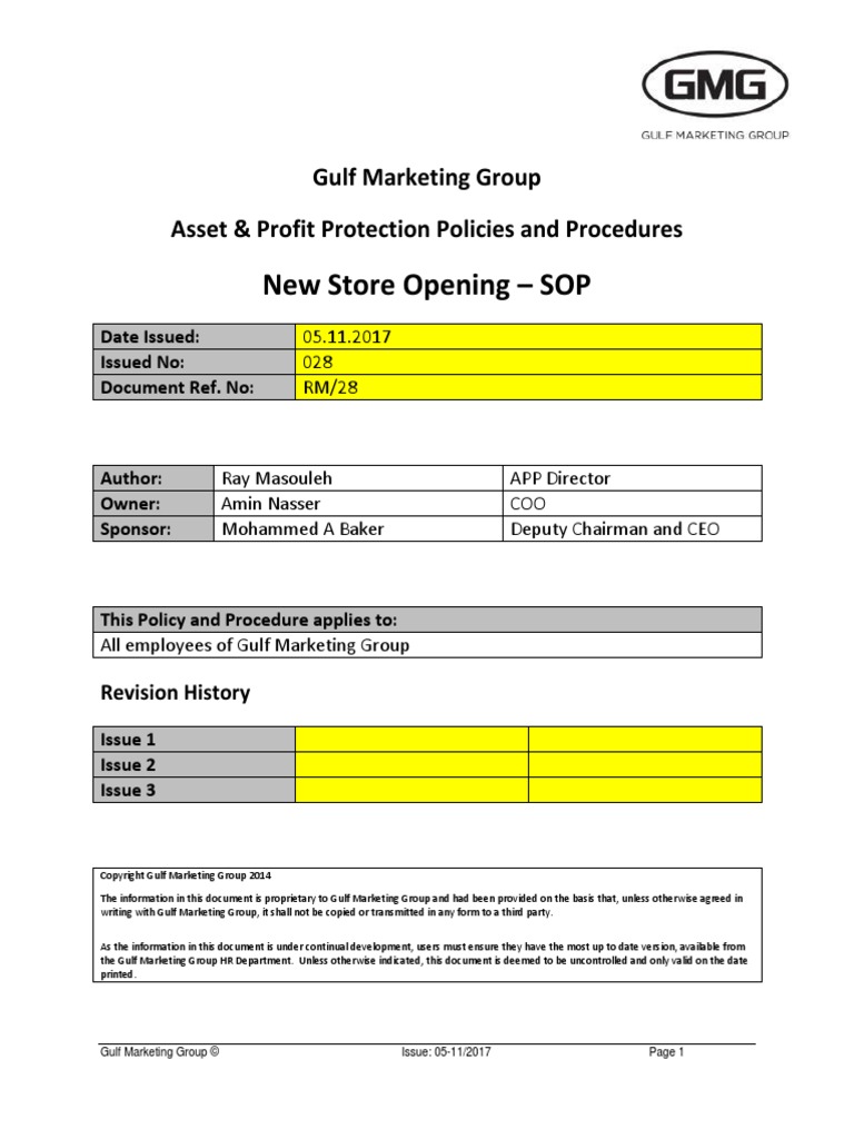 New Store Opening SOP - V1 - Nov 2017 | PDF | Business | Economies