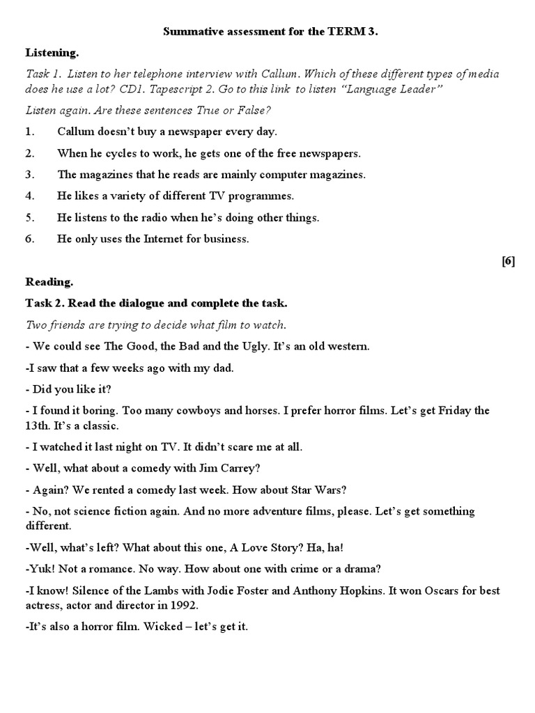 Term 3 Summative Assessment Guide | PDF