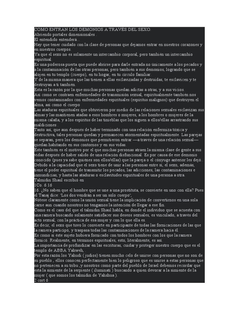 Como Entran Los Demonios a Través Del Sexo | PDF | Prostitución | Demonios