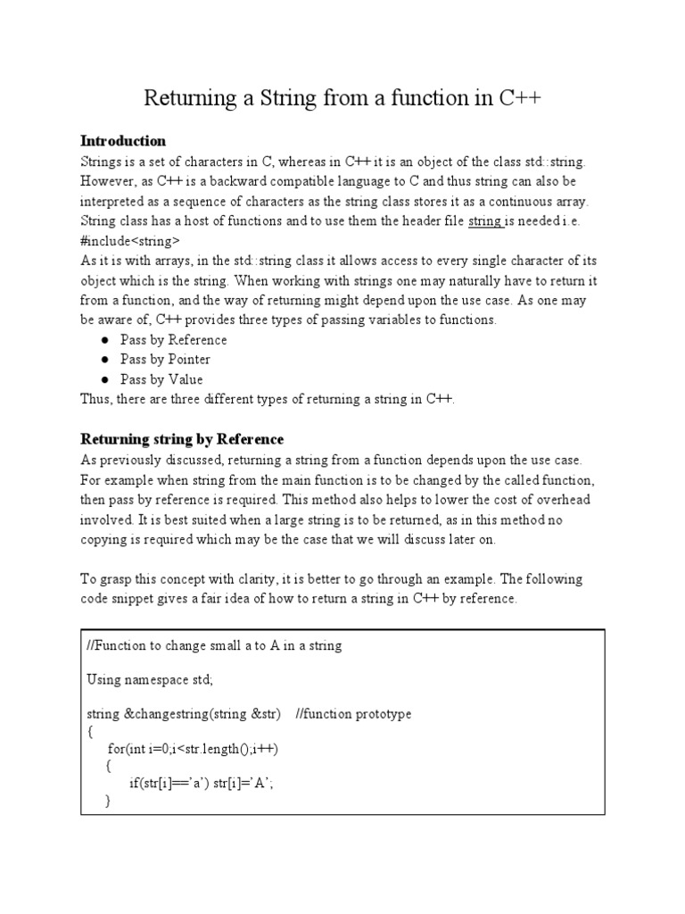 Returning A String From A Function in C++ - 590 | PDF