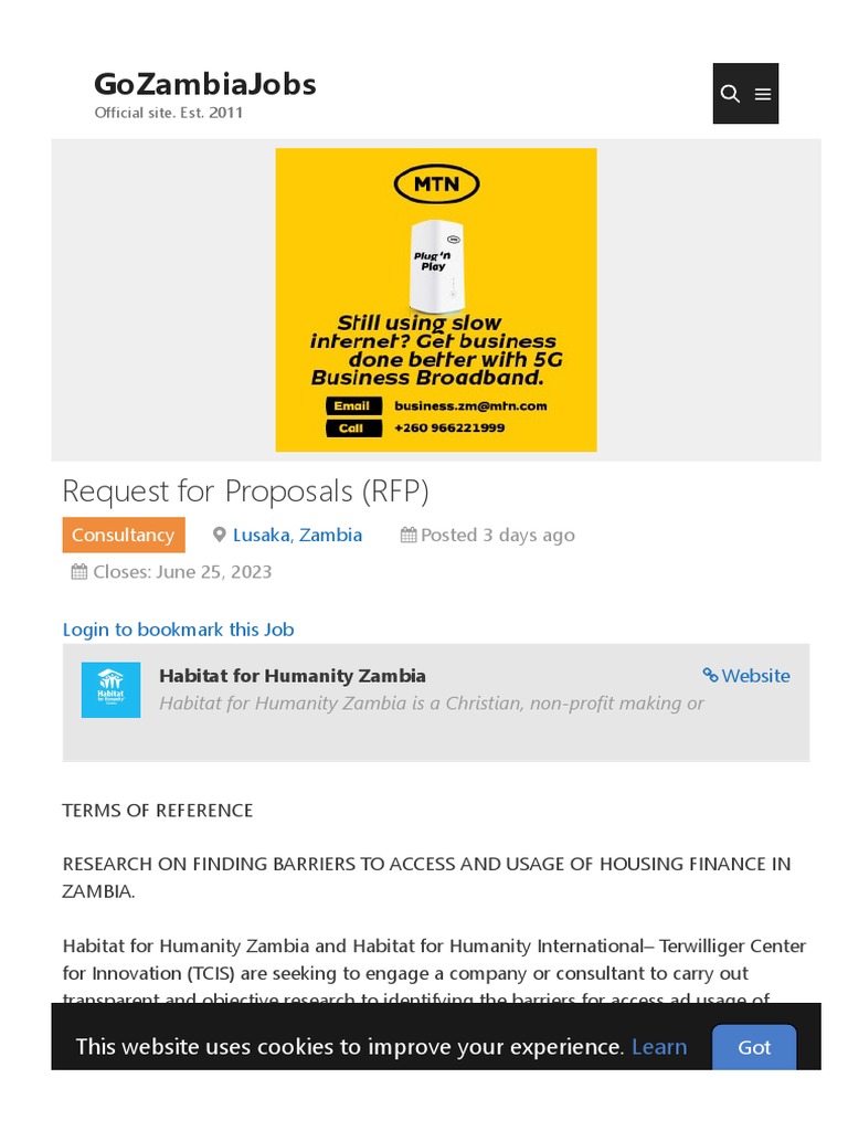 Gozambiajobs Com Job Habitat For Humanity Zambia Lusaka Consultancy