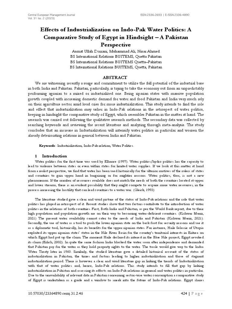 424 436 Effects+of+Industrialization+on+Indo Pak+Water+Politics+a