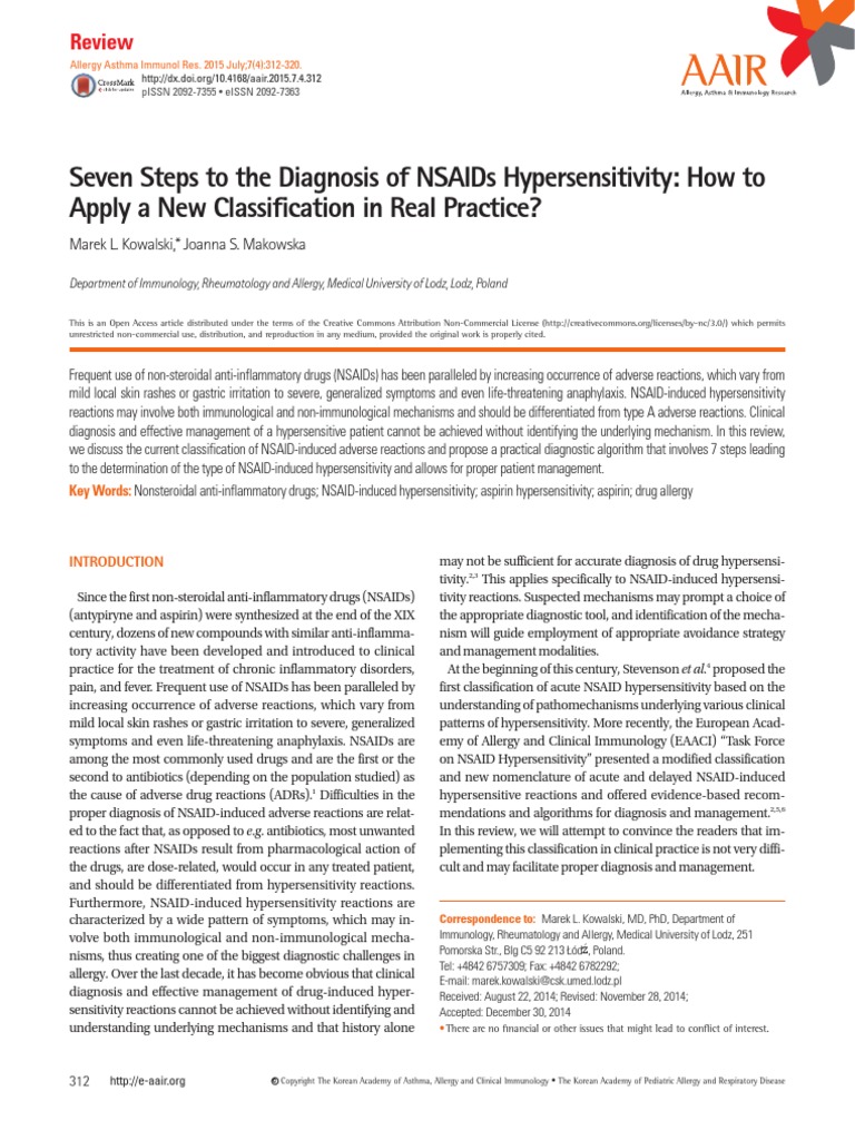 8 Aa 1 | PDF | Nonsteroidal Anti Inflammatory Drug | Allergy