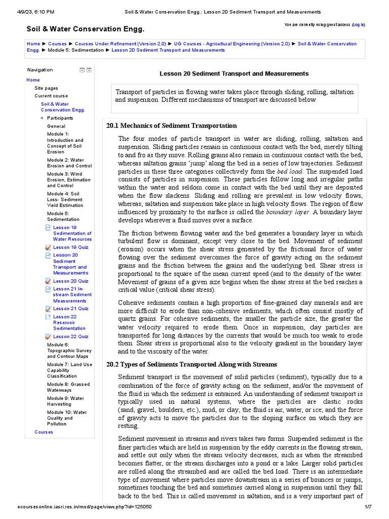 Sediment Transport for Students | PDF | Sediment | River