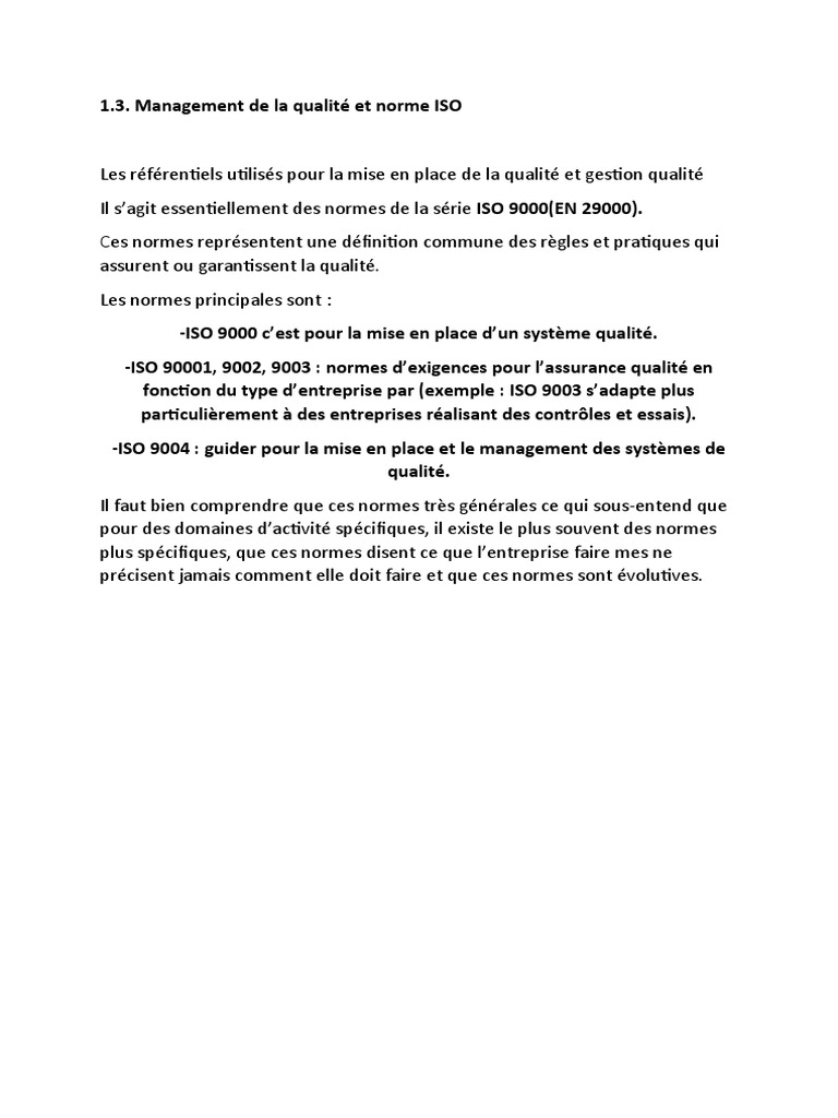 Normes ISO 9000 et Management de la Qualité | PDF | Affaires
