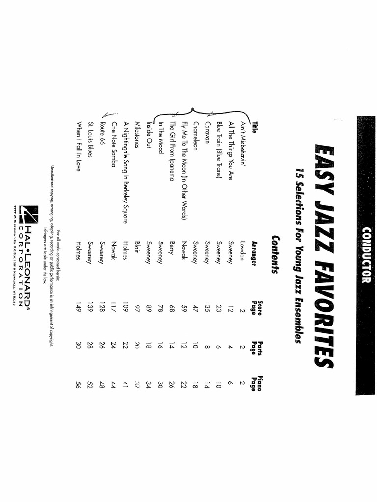 01 - Scores Easy Jazz Favorites 1 | PDF