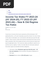 Income Tax Slab For FY 2024-25 and FY 2025 - 26 | PDF | Tax Bracket | Taxes