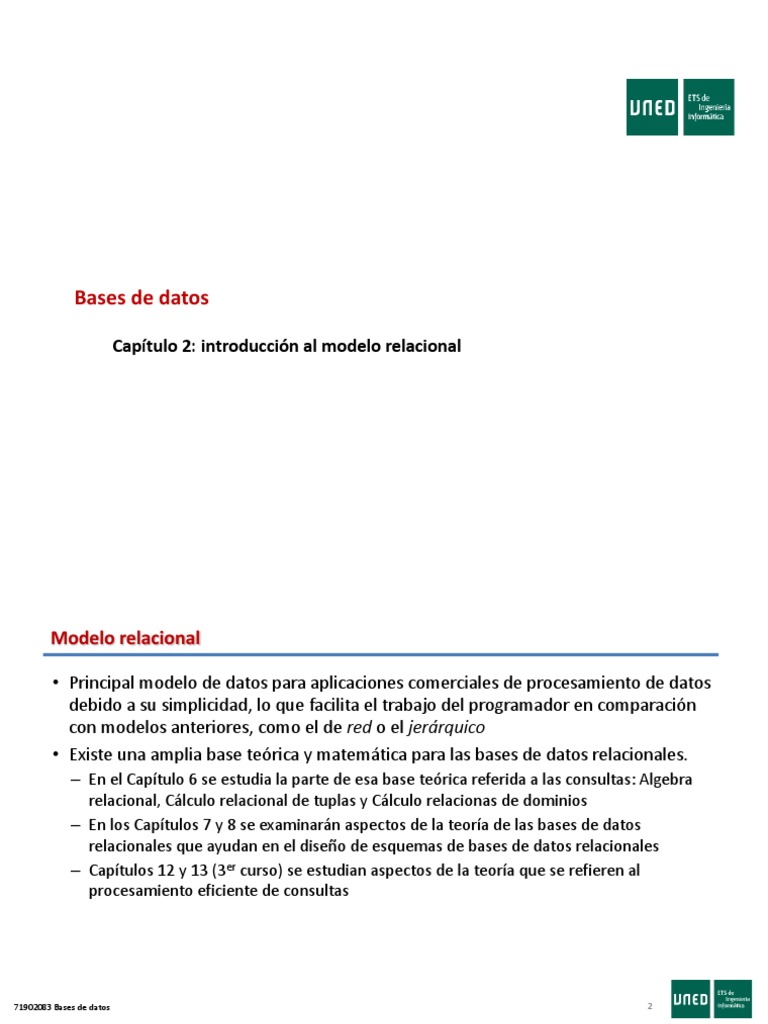 Resumen Tema 02 - Introducción al modelo relacional | PDF | Base de ...