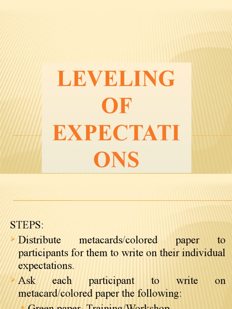 Seminar Expectations Leveling Steps | PDF | Career & Growth