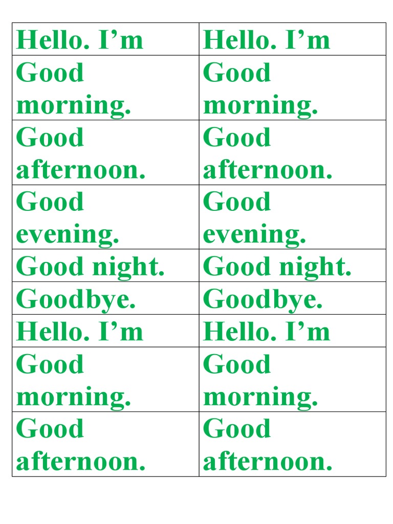 Greeting Vocab PDF