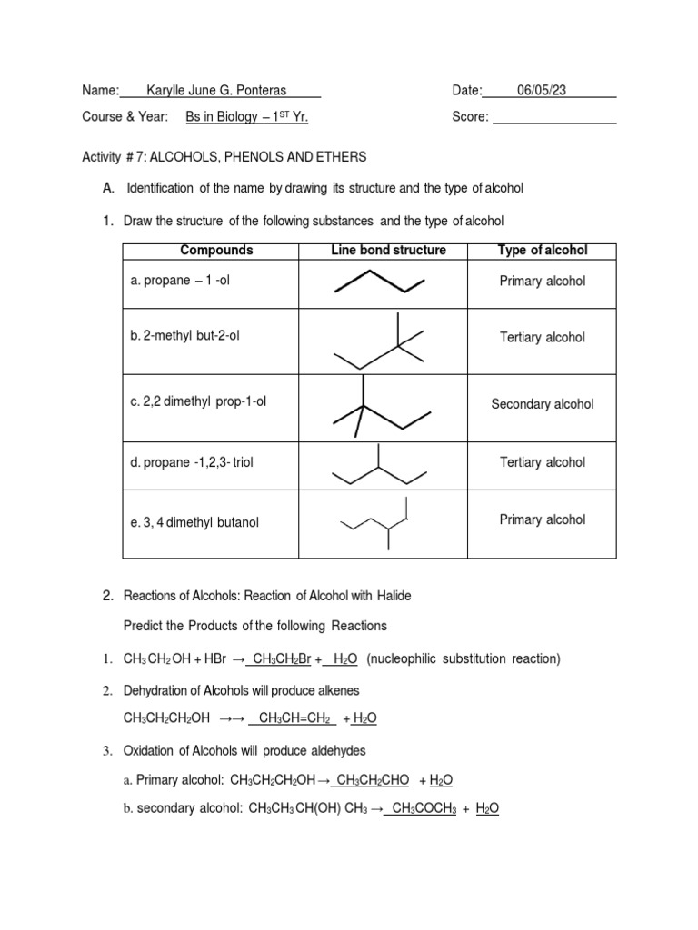 Classification of Ethers and Alcohols | PDF | Ether | Functional Group
