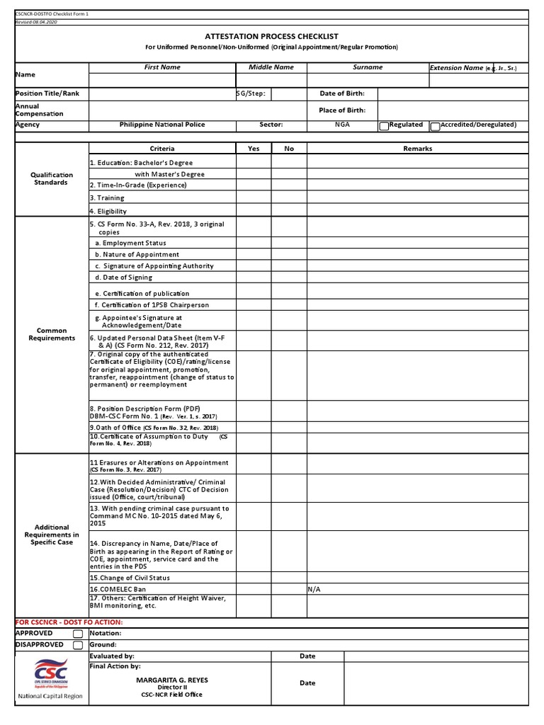 CSC Checklist Blank | PDF | Government | Justice