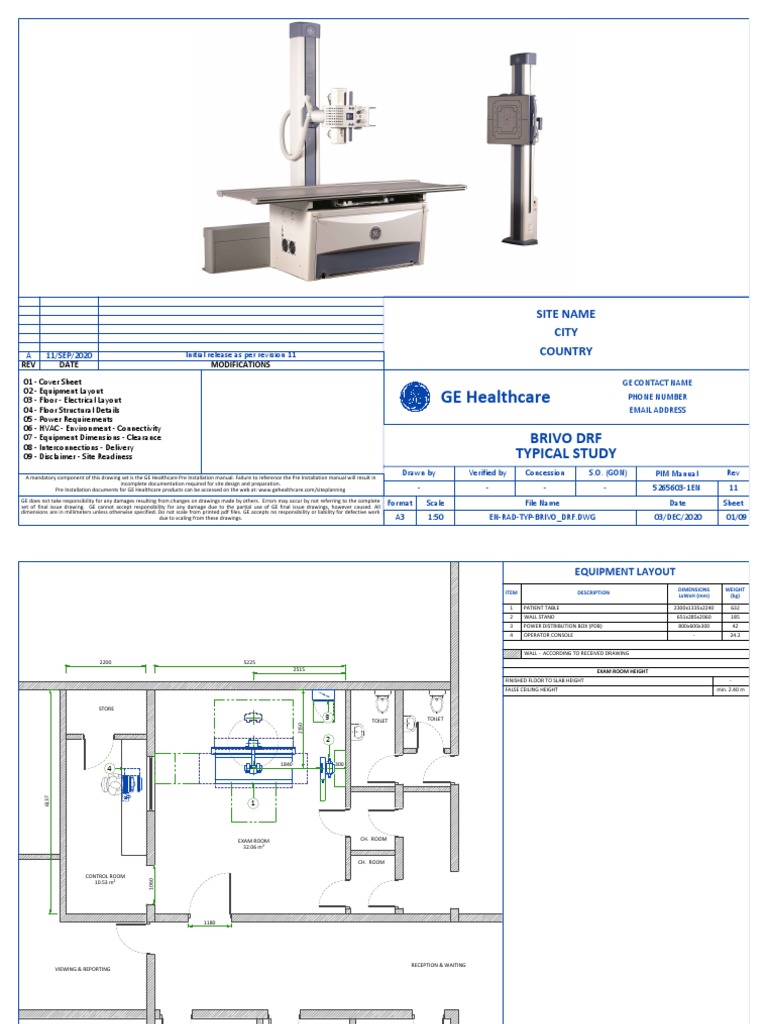 GE Brivo XR385 Equipment Layout Guide | PDF | Alternating Current ...