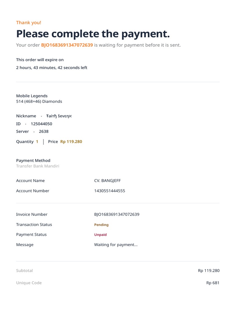 Payment Reminder for Order BJO1683691347072639 | PDF