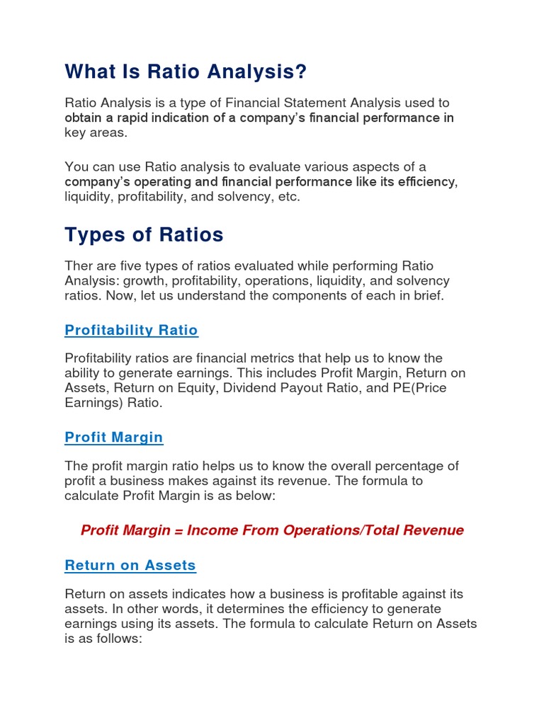 Financial Ratio Analysis PDF Revenue Dividend