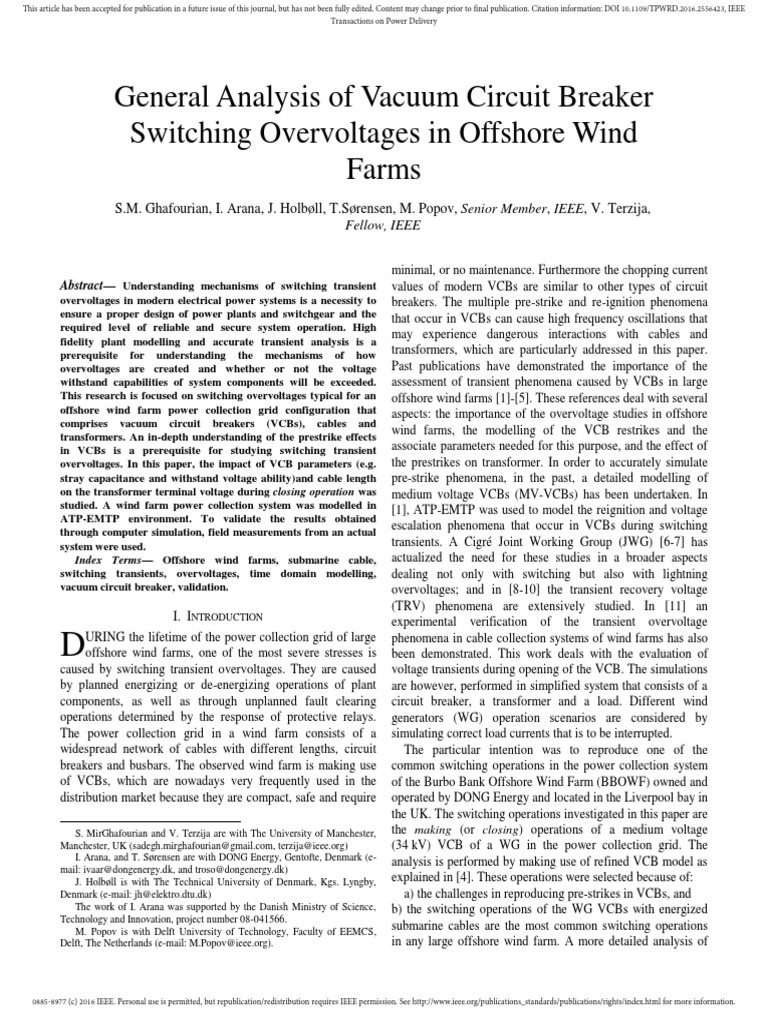 General Analysis of Vacuum Circuit Breaker Switching Overvoltage PDF
