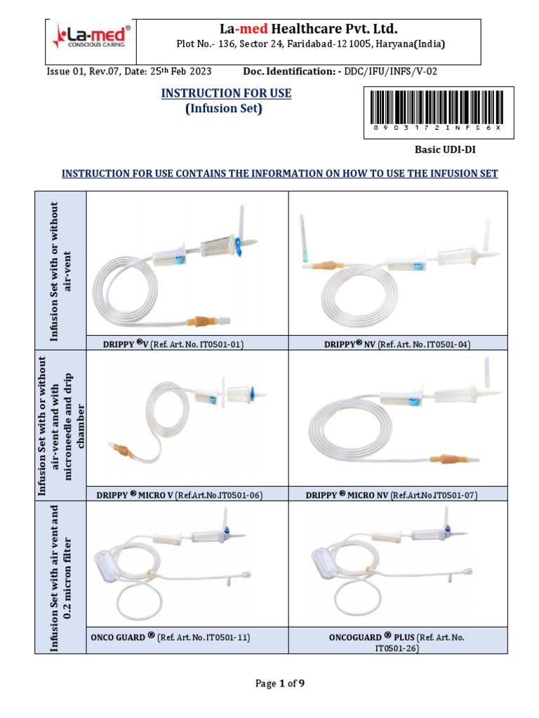 IFUIVInfusionSet_Rev.07 PDF Intravenous Therapy Medical