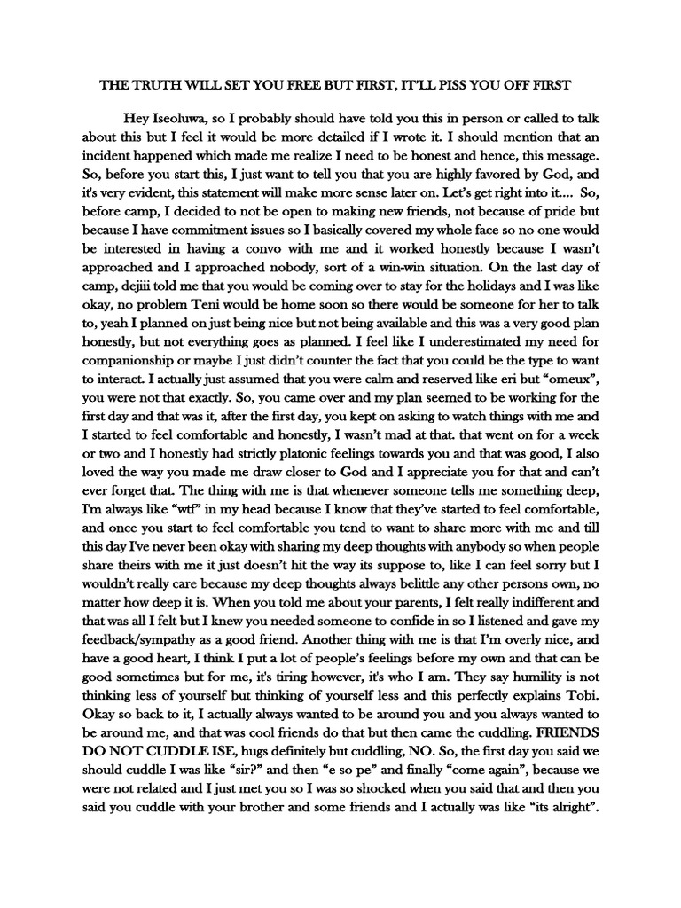 The Truth Will Set You Free But First, It'll Piss You Off PDF Thought