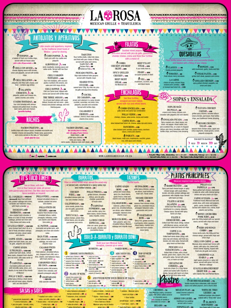 La Rosa Main Menu 042023 | PDF | Burrito | Chili Con Carne