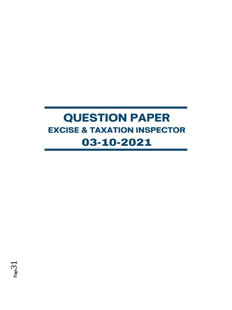 Excise Inspector Previous Year Papers PDF | PDF | Taxes | Employment