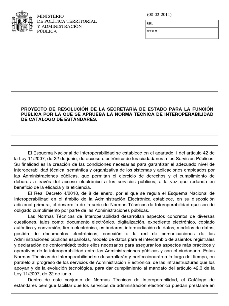 ENI PROYECTO RESOLUCION DA1a NTI CatalogoEstandares | PDF ...