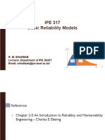 IPE 317 Basic Reliability Models: R. M. Shahbab Lecturer, Department of IPE, BUET Email: Sshahbab@ipe - Buet.ac - BD