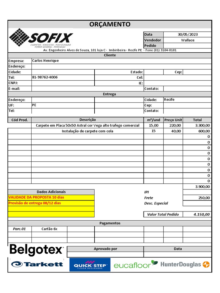 Orçamento Editavel | PDF