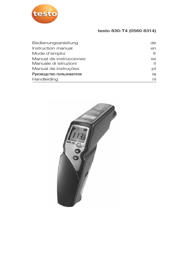 Testo 830 T4 Instruction Manual | PDF