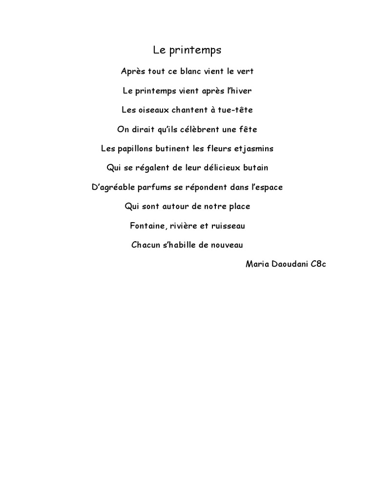 Après Tout Ce Blanc Vient Le Vert Le Printemps | PDF