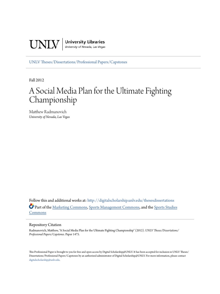 A Social Media Plan For The Ultimate Fighting Championship PDF