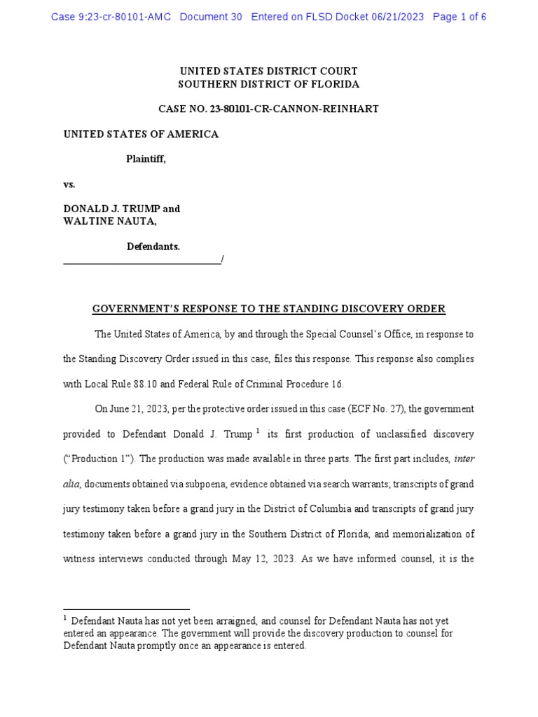 Jack Smith Evidence Filing PDF Discovery (Law) Judiciaries