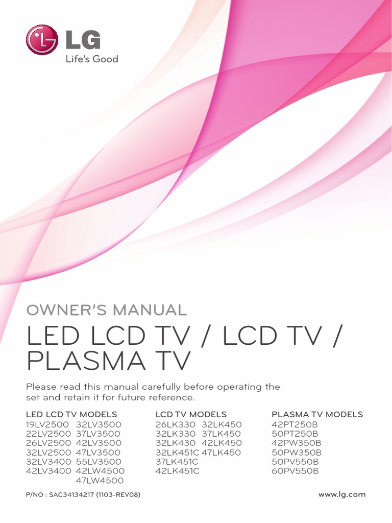 LG LED LCD TV / LCD TV / PLASMA TV Owner's Manual | PDF | Ac Power