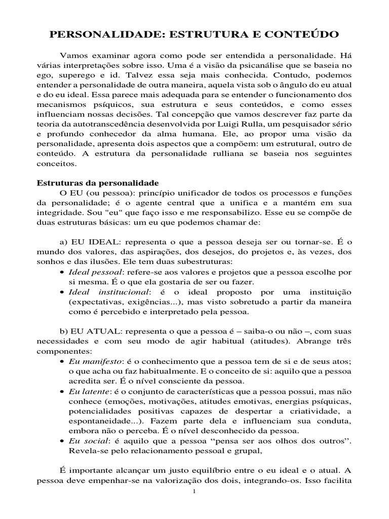 6 - Personalidade - Estrutura e Conteúdo | PDF | Carreira e Crescimento