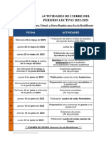 CRONOGRAMA Cierre Periodo Escolar para 3ro de Bachillerato Sierra Abierta Virtual y Regular 2022-2023