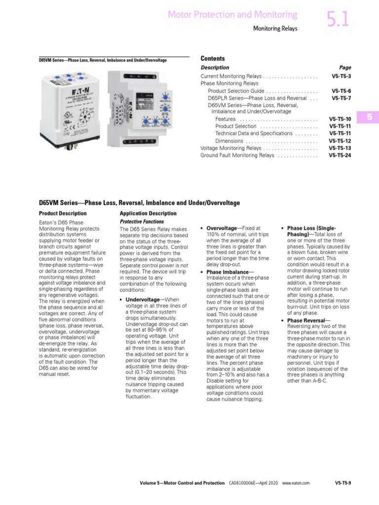 D65VM Series Motor Protection Relays | PDF | Equipment | Electrical ...