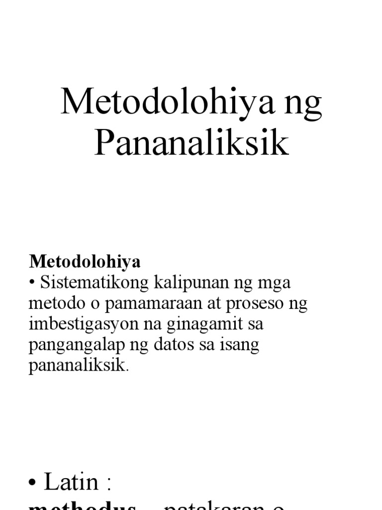 Metodolohiya NG Pananaliksik | PDF
