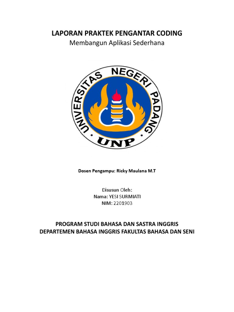 Laporan Praktek Pengantar Coding Pertemuan 15 Yesisurmiati22019033 Pdf