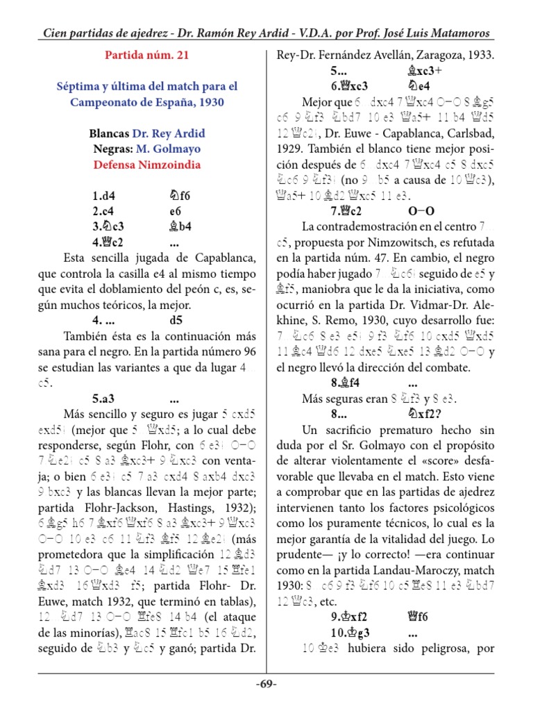 Partida 21: Ajedrez, Rey Ardid vs Golmayo | PDF | Juegos de mesa ...