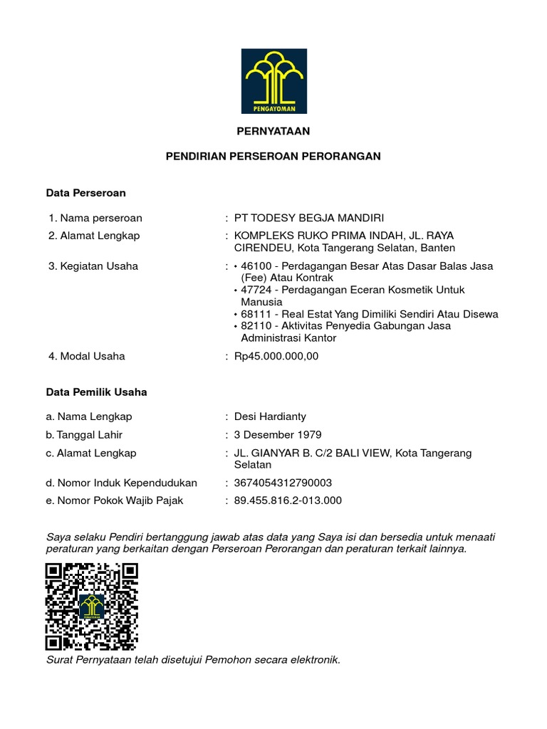 Sk kemenkumham pt todesy begja mandiri pdf