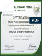 Certificate For - WILSON PABLO MENDOZA GUACHA... - For - ...