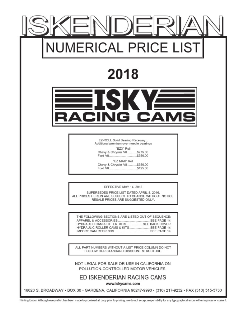 ISKY-2018 Jobber Price List | PDF | Vehicles | Car Manufacturers