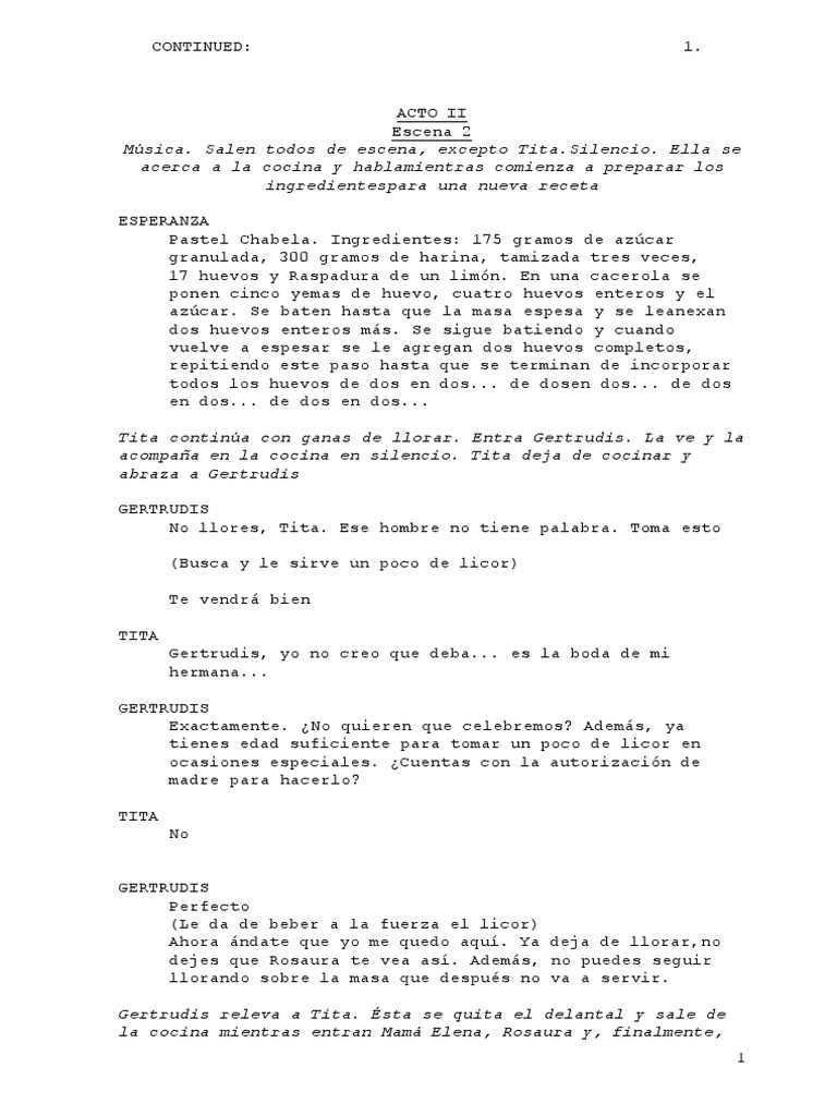 Texto 2 Como Agua para Chocolate PDF Alimentos