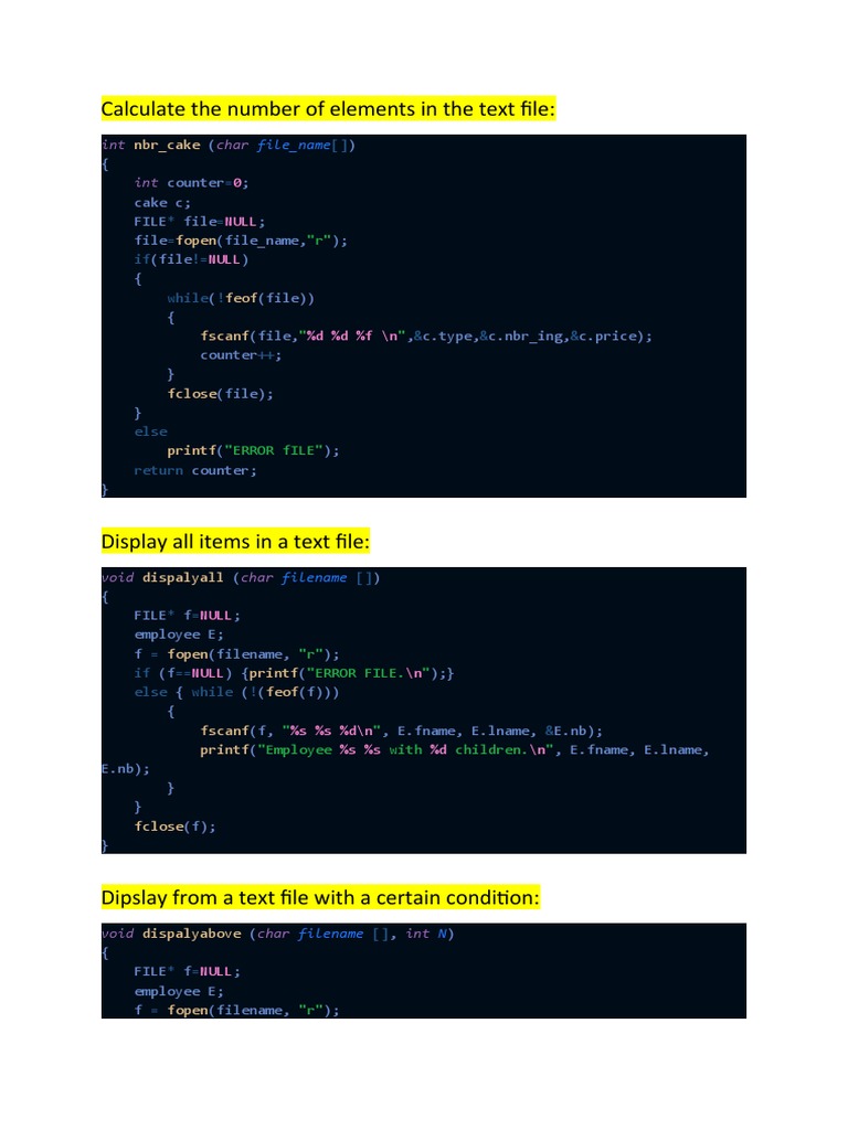Calculate The Number of Elements in The Text File:: NBR - Cake | PDF ...