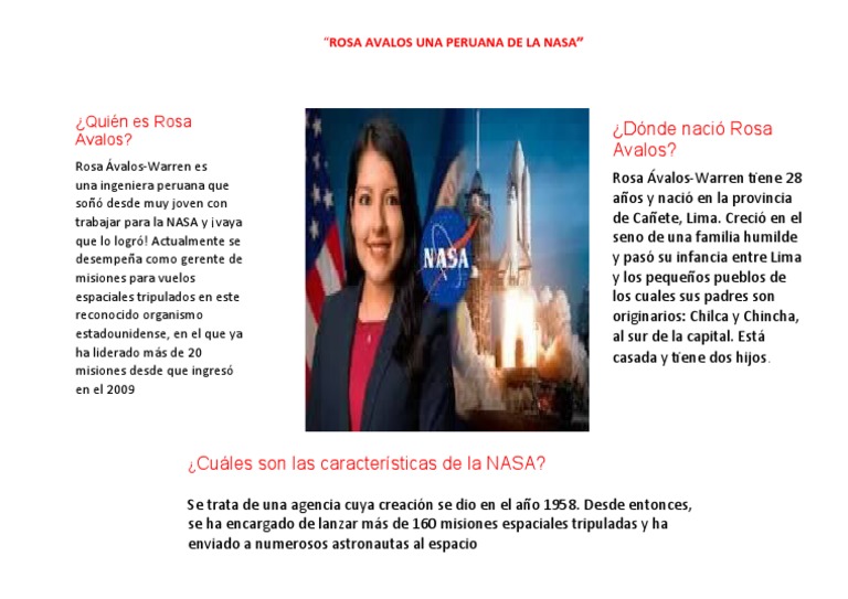 Rosa Ávalos: Ingeniera Peruana en NASA | PDF