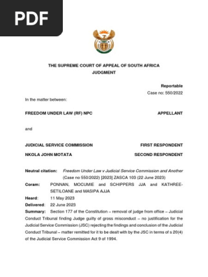 THE SUPREME COURT OF APPEAL OF SOUTH AFRICA JUDGMENT