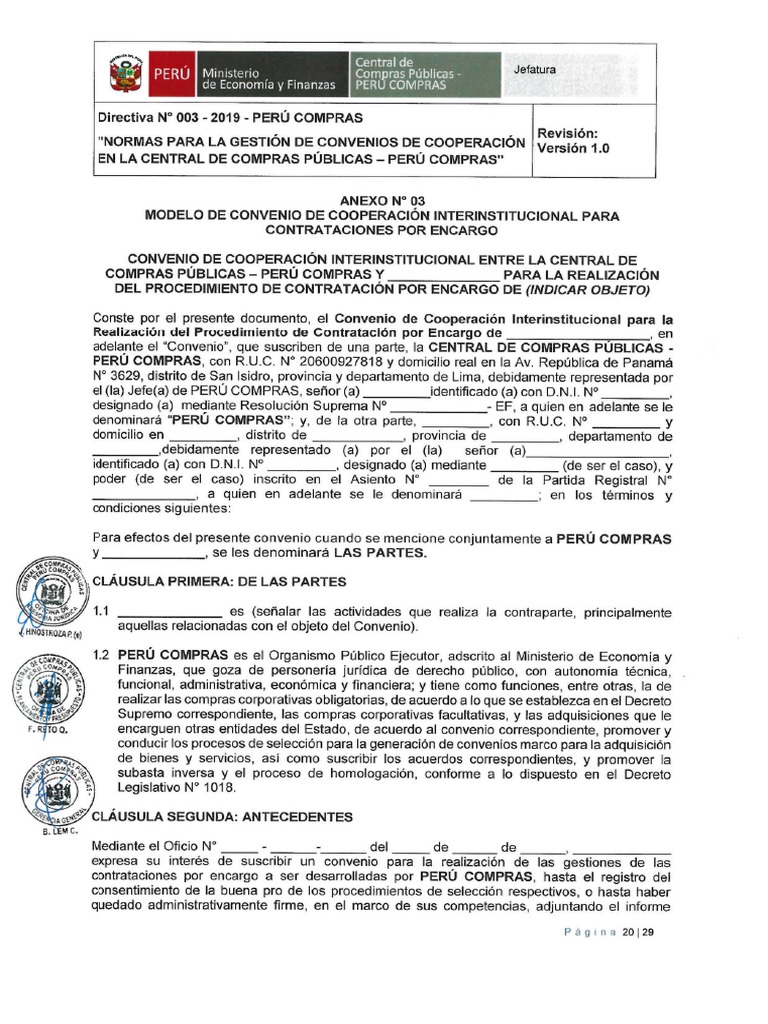 Anexo 03 Modelo de Convenio de Cooperacion Interinstitucional para ...
