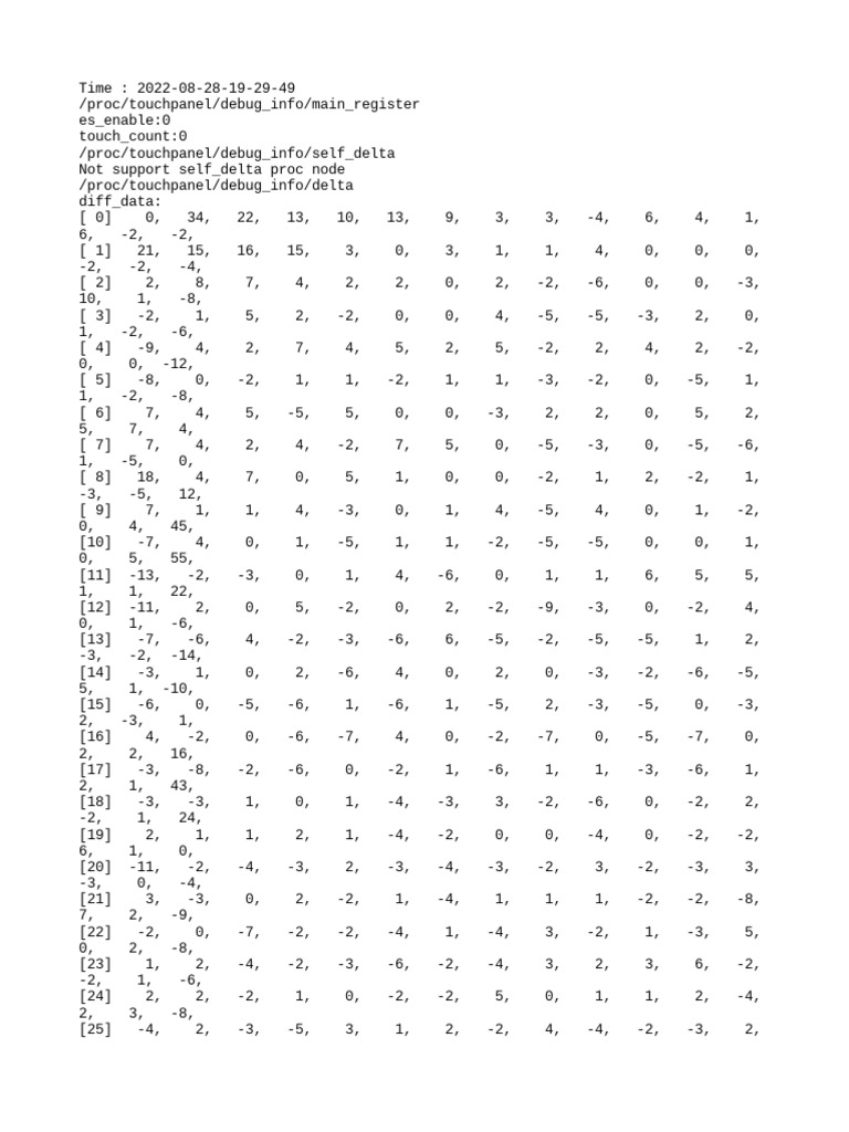 Touchpanel Debug Info Report | PDF | Data | Computer Data